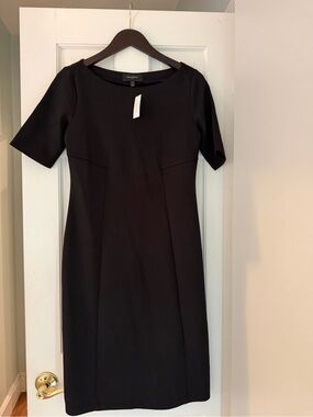 Banana Republic Black Midi Sheath Dress with Short Sleeves